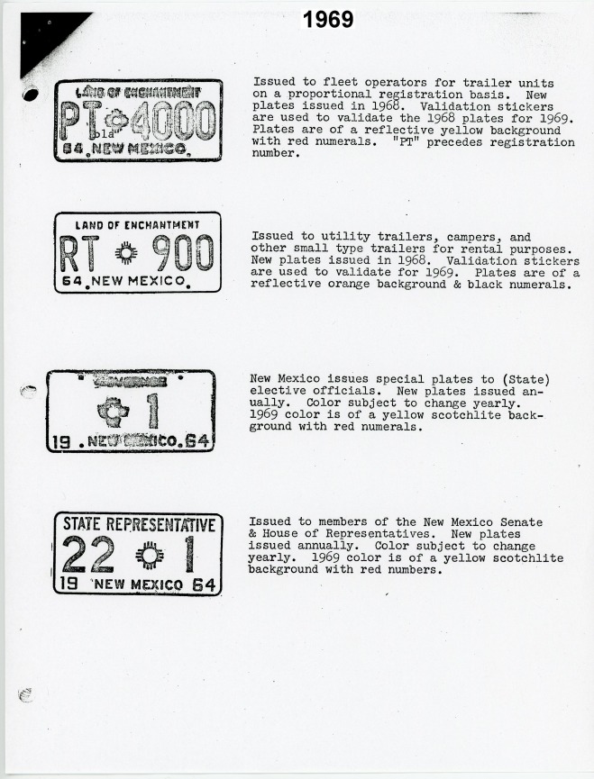 Historical License Plate Pamphlets issued by the New Mexico Dept of